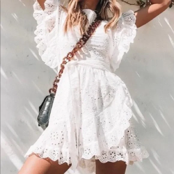 open lace back dress Pemberley Mini Dress | White | Womens main image 1